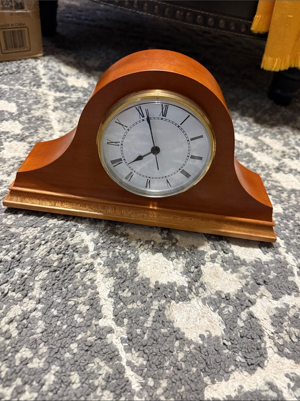 Timeless Wooden Mantel Clock in Brown with Gold Accents - Vintage GE